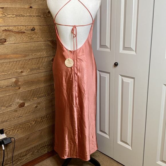 Revolve Camila Coelho Arnoldo Midi Dress Rose Halter Neck Sleeveless Size S NWT - Picture 8 of 10